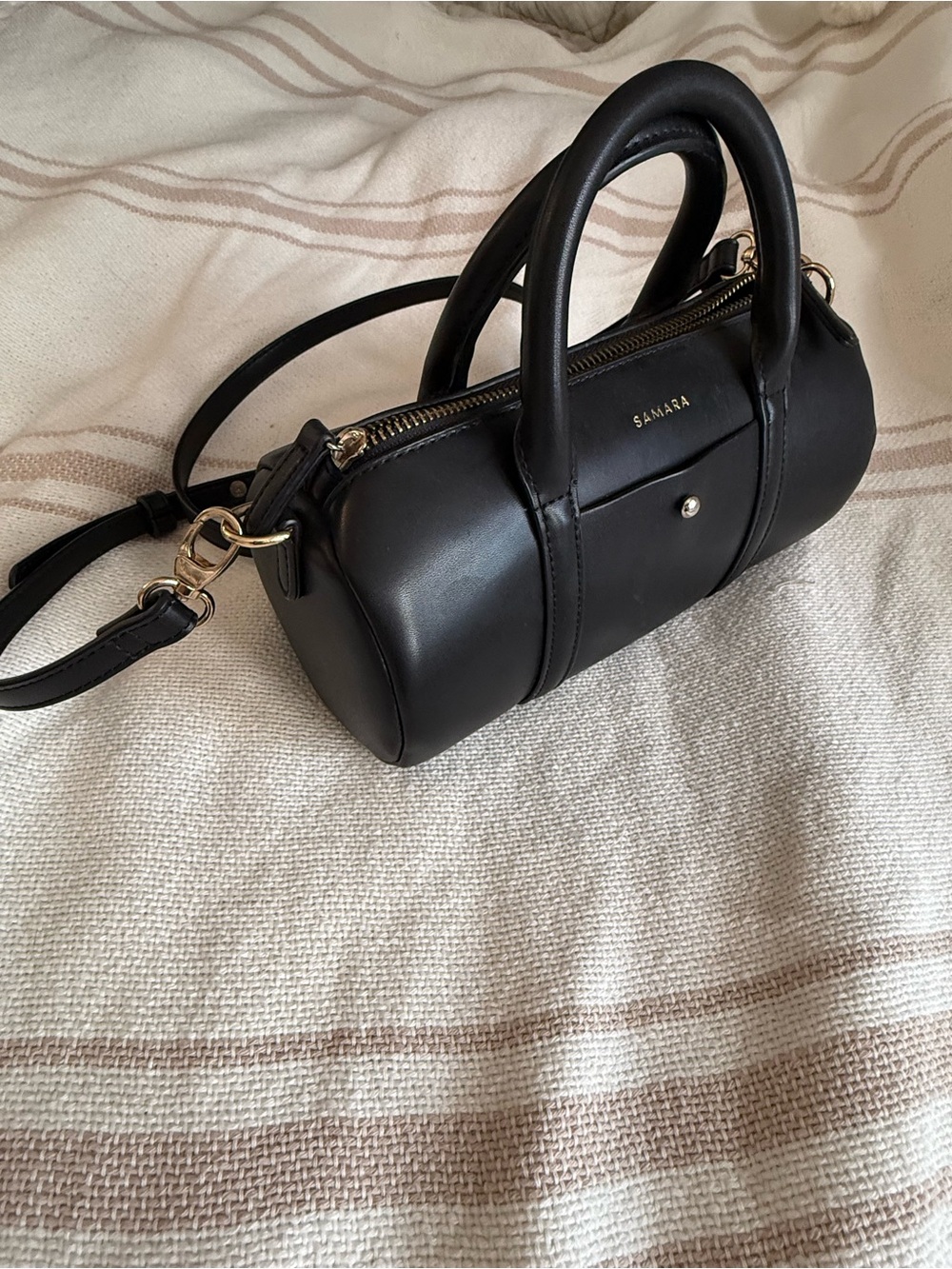 Samara the Mini duffel black Bag with Removable Strap